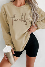 Load image into Gallery viewer, Parchment thankful Embroidered Drop Shoulder Pullover Sweatshirt
