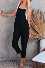 Load image into Gallery viewer, Black Adjustable Buckle Straps Cropped Jumpsuit
