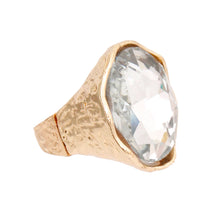 Load image into Gallery viewer, Gold Clear Round Cut Crystal Ring
