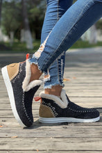 Load image into Gallery viewer, Carbon Grey Suede Stitching Patchwork Plush Lined Anklet Boots
