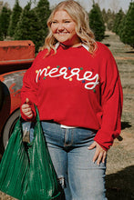 Load image into Gallery viewer, Fiery Red Merry Graphic Christmas Plus Size Sweater
