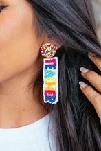 Load image into Gallery viewer, White TEACHER Rice Bead Dangle Earrings
