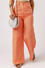 Load image into Gallery viewer, Orange Acid Wash High Waist Wide Leg Jeans
