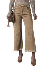 Load image into Gallery viewer, Light French Beige Acid Washed High Rise Cropped Wide Leg Jeans

