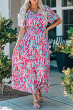 Load image into Gallery viewer, Rose Wrap V Neck Floral Maxi Dress
