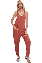 Load image into Gallery viewer, Gold Flame Side Pockets Harem Pants Sleeveless V Neck Jumpsuit
