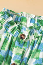 Load image into Gallery viewer, Green Abstract Print Button Back Ruffled High Neck Blouse
