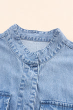 Load image into Gallery viewer, Sky Blue Roll-Up Tab Sleeve Button Down Pocket Denim Jacket
