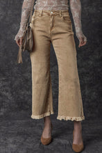 Load image into Gallery viewer, Light French Beige Acid Washed High Rise Cropped Wide Leg Jeans
