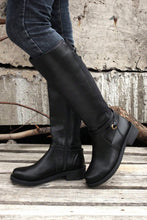 Load image into Gallery viewer, Black Side Zipper Knee High Chunky Low Heel Boots
