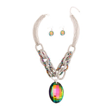 Load image into Gallery viewer, Pink and Green Oval Crystal Chain Set
