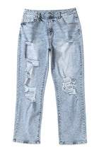 Load image into Gallery viewer, Sky Blue Light Wash Frayed Slim Fit High Waist Jeans
