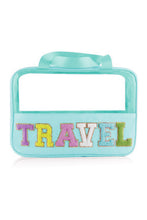 Load image into Gallery viewer, Black TRAVEL Chenille Letter Clear PVC Makeup Bag
