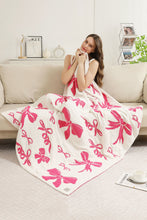 Load image into Gallery viewer, Pink Bow Printed Cozy Soft Throw Blanket
