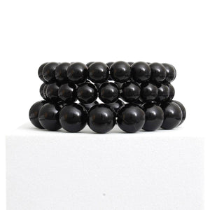 Bracelet Black Beaded 3 Pcs Set for Women