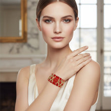 Load image into Gallery viewer, Red Glass and Cracked Bead Woven Stretch Bracelet
