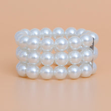 Load image into Gallery viewer, Bracelet White Glass Pearl 3 Row for Women
