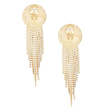 Load image into Gallery viewer, Clip On Red Pearl Dome Stone Fringe Earrings
