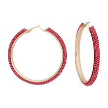 Load image into Gallery viewer, Hoop Pink Tube Rhinestone 3&quot; Earrings for Women
