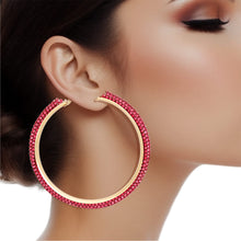 Load image into Gallery viewer, Hoop Pink Tube Rhinestone 3&quot; Earrings for Women
