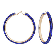 Load image into Gallery viewer, Hoop Royal Blue Tube Rhinestone 3&quot; Earrings Women
