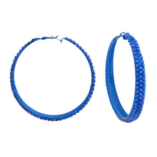 Load image into Gallery viewer, Hoops Royal Blue Metal Bling 3 inch Earrings Women
