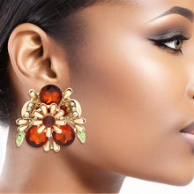 Load image into Gallery viewer, Clip On Brown Flower Bloom Earrings for Women
