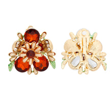 Load image into Gallery viewer, Clip On Brown Flower Bloom Earrings for Women
