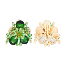 Load image into Gallery viewer, Clip On Green Flower Bloom Earrings for Women
