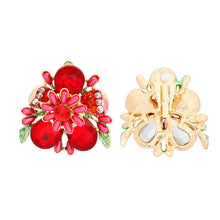 Load image into Gallery viewer, Clip On Red Flower Bloom Earrings for Women
