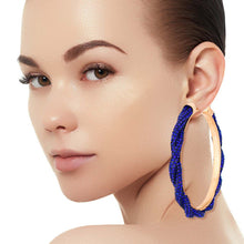 Load image into Gallery viewer, Royal Blue Twisted Stone Hoops
