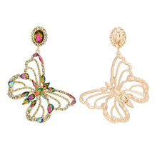 Load image into Gallery viewer, Clip On XLarge Pink Green Butterfly Earrings Women
