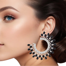 Load image into Gallery viewer, Stud Medium Black C Shape Stone Earrings for Women
