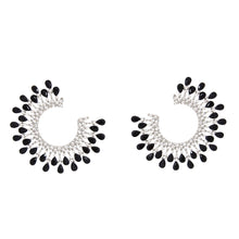 Load image into Gallery viewer, Stud Medium Black C Shape Stone Earrings for Women
