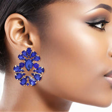 Load image into Gallery viewer, Stud Royal Blue Teardrop Gold Earrings for Women
