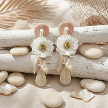 Load image into Gallery viewer, Ivory Oversized Natural Floral Drop Earrings
