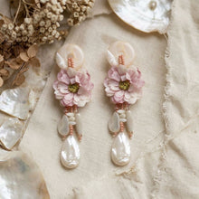 Load image into Gallery viewer, Pink Oversized Natural Floral Drop Earrings
