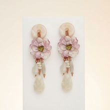 Load image into Gallery viewer, Pink Oversized Natural Floral Drop Earrings
