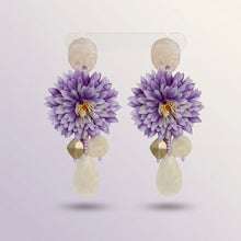 Load image into Gallery viewer, Purple Oversized Tropical Flower Drop Earrings
