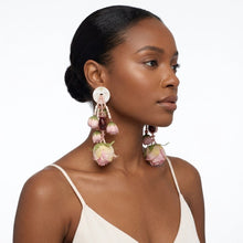 Load image into Gallery viewer, Oversized Blush Pink Faux Flower Tropical Earrings
