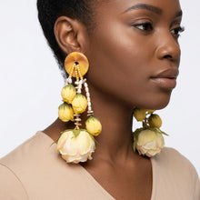 Load image into Gallery viewer, Oversized Yellow Faux Flower Tropical Earrings
