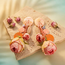 Load image into Gallery viewer, Pink Oversized Flower Butterfly Drop Earrings
