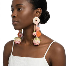 Load image into Gallery viewer, Pink Oversized Flower Butterfly Drop Earrings
