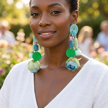 Load image into Gallery viewer, Turquoise Oversized Flower Butterfly Drop Earrings
