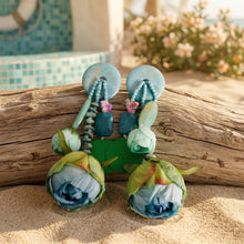 Load image into Gallery viewer, Turquoise Oversized Flower Butterfly Drop Earrings
