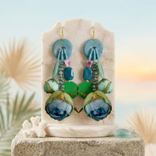 Load image into Gallery viewer, Turquoise Oversized Flower Butterfly Drop Earrings
