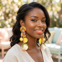Load image into Gallery viewer, Yellow Oversized Flower Butterfly Drop Earrings
