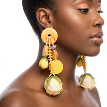 Load image into Gallery viewer, Yellow Oversized Flower Butterfly Drop Earrings
