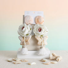 Load image into Gallery viewer, White Oversized Flower Butterfly Tassel Earrings
