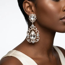 Load image into Gallery viewer, Gold Teardrop Filigree Vintage Clip On Earrings
